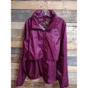 VTG Eddie Bauer Men's Windbreaker Jacket XL Vented Full Zip Hood Purple